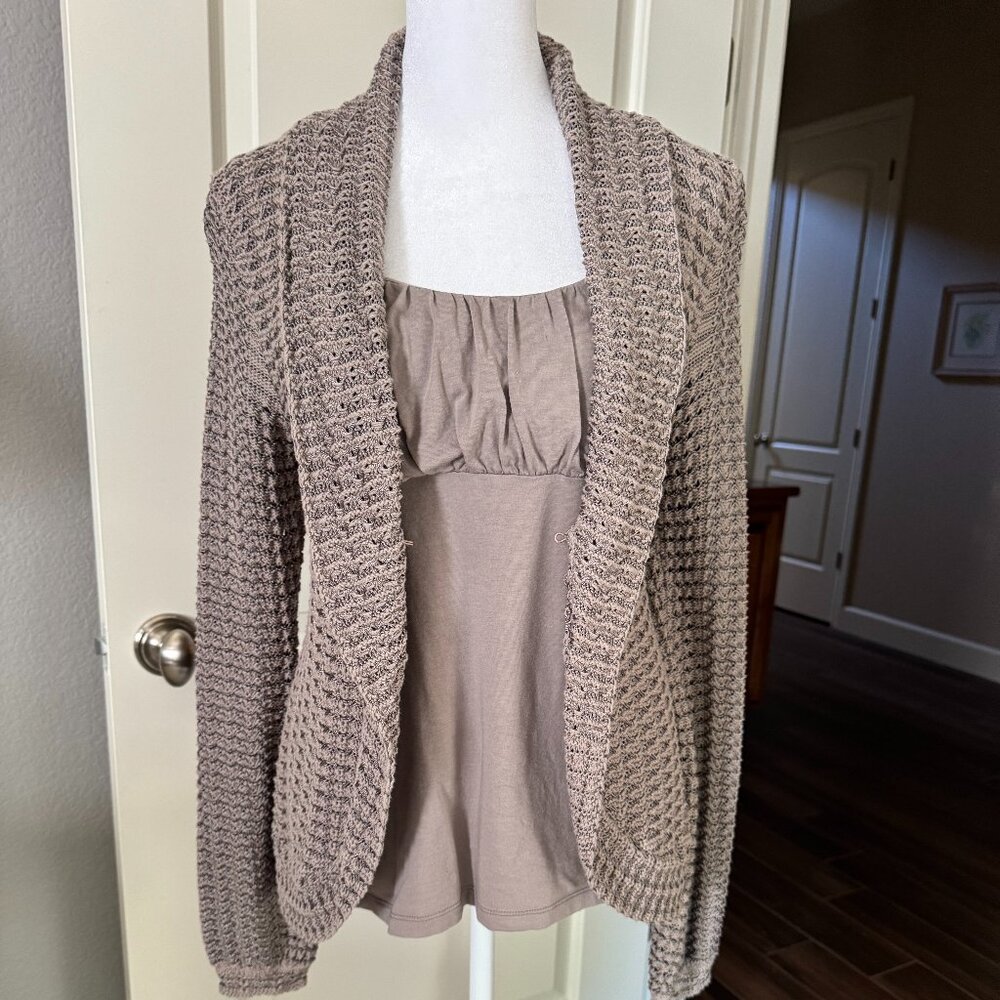 INC Taupe Knit Cardigan, Size Medium